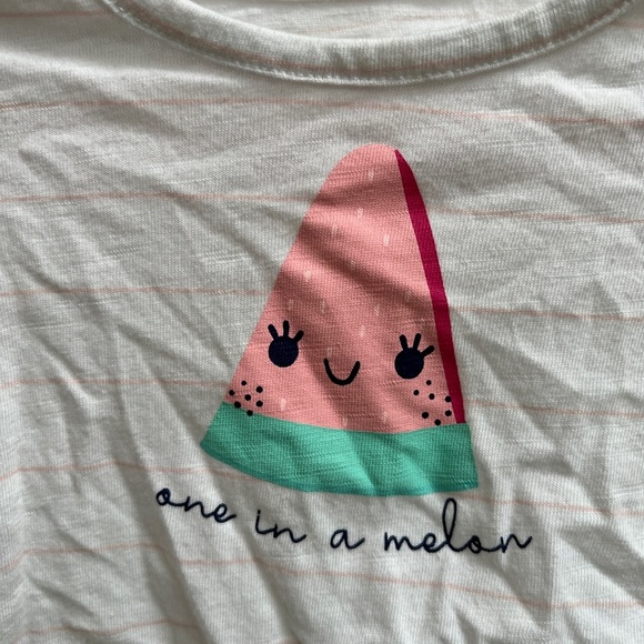 NWOT Okie Dokie 3M White & Pink Stripe One in a Melon Short Sleeve Girls T-shirt - Picture 2 of 4